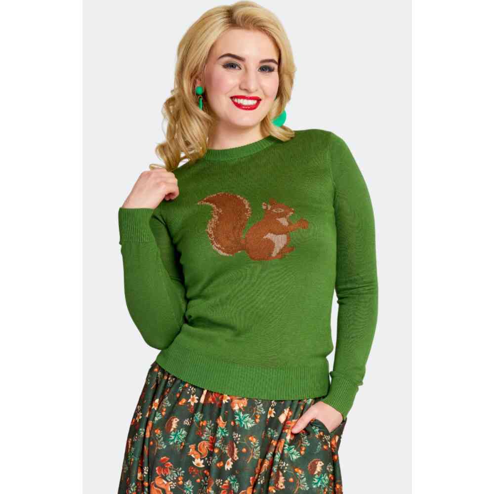 Voodoo Vixen - Squirrel Print Chandail - Vert